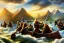 Placeholder: nine realms of viking mythology, impressionist brush strokes, fine detail, 4k