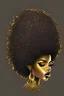 Placeholder: Beautiful, elegant female, black and gold afro hairstyle, logo design