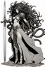 Placeholder: full-length persona, detailed, sword in hand, gorgon medusa