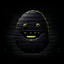 Placeholder: Highly detailed high quality pixelated art giant eggplant emoji, graphic design, dark aura background