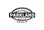 Placeholder: Simplified abstract logo representing Vehicle repairs tire changes and oil changes, includes text "PARKLAND" with a second line of text "REPAIR", black on white, vector