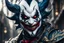 Placeholder: Shaco venom in 8k live action artstyle, white clown mask, close picture, intricate details, highly detailed, high details, detailed portrait, masterpiece,ultra detailed, ultra quality