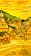 Placeholder: A golden yellow Japanese village with mystic clocks painted by Edvard Munch
