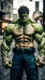 Placeholder: hulk, moody good lighting, best quality, full body portrait, true portrait, complex details, depth of field, Fujifilm xt3, outdoor, beautiful light, raw photo, 8K UHD, police