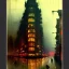 Placeholder: Corner building Metropolis ,dark colours, watercolor, volumetric , by john atkinson Grimshaw, detailed painting,matte painting, alphonse mucha, greg rutkowski,