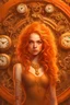 Placeholder: Beautiful time goddess surrounded by clocks and intricate gears, vivid orange wet hair, highly detailed face looks like Meika Woollard , detailed eyes, 8k resolution concept art Hyperdetailed, digital painting, Magali Villeneuve , Ismail Inceoglu, wlop , Android Jones and Julie Dillon, centered, symmetrical, soviet art