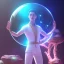 Placeholder: young humanoid yoga master holding up a glass shield, power surge , maze background , levitated lab equipment, 4k, Highly Detailed, Masterpiece, perfect eyes, Digital Illustration, Cinematic Lighting, Realistic, Sharp Focus, Centered, Beautifully Lit, Bioluminescent by Stanley Artgerm Lau