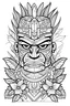 Placeholder: outline art for square hawaii tiki totem coloring page for kids, classic manga style, anime style, realistic modern cartoon style, white background, sketch style, only use outline, clean line art, no shadows, clear and well outlined