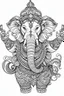 Placeholder: Outline art for coloring page, HIPPIE GANESHA FOUR TOES, coloring page, white background, Sketch style, only use outline, clean line art, white background, no shadows, no shading, no color, clear