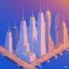 Placeholder: isometric architecture illustration of new york at sunset tilt shit cinematic