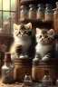 Placeholder: cute Kittens in an apothecary. HD. High quality
