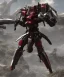 Placeholder: Photorealistic futuristic shiny winged samurai mechwarrior holding large katana on the surface of an alien planet