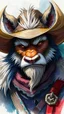 Placeholder: dnd, fantasy, watercolour, humongous strokes, stylistic, portrait, illustration, furry, cowboy, personable face