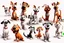 Placeholder: MJ P: a bunch of silly comical looking cartoon dogs and cats, 3D, high contrast, ultra-detailed, high depth of field, white background