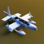 Placeholder: 3d isometric rendering of small plane buildt by lego blocks