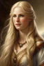 Placeholder: portrait of a goddess with long blond hair, warm-hearted, Norwegian