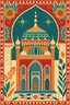 Placeholder: Design a mobile wallpaper in the style of Islamic art, without showing a mosque, mix several colors together, mix geometric and plant shapes, do not make the design traditional, but innovative.