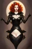 Placeholder: painting of christina hendricks as evil queen in black leather, feminie, angry, volouptous, busty, cleavage, emperious, mature, highly detailed, digital painting, artstation, concept art, smooth, sharp focus, illustration, art by gaston bussiere and alphonse mucha