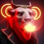 Placeholder: closeup face anthropomorphic bison sorcerer releasing a spell, relaxed, in the style of greg rutkowski cyberpunk red glowing light from inside, trending on artstation, detailed, realistic, hight quality