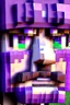 Placeholder: a close-up portrait of a purple Minecraft face, farmer, 3d, large pixel style