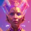 Placeholder: A portrait of a crystalised blue pink extraterrestrial, gold, diamonds, sunny background, atmospheric, realistic, unreal engine, 8k. Cinematic lighting, octane render.