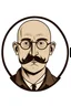 Placeholder: using the description of this gentleman, create a logo for a website, called Patrick Nerds Out: The man in the picture appears to be in his mid-thirties to early forties. He is bald, with a well-groomed 5 o'clock shadow and mustache, both of which are brown with hints of lighter tones, possibly blonde or gray. His skin is fair, and he's wearing rectangular-framed glasses. He has a broad smile and his eyes are gently creased in a way that suggests he smiles often. He's wearing a collared, bu