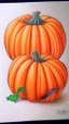 Placeholder: Step by step pumpkin drawing, colored pencils