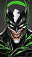 Placeholder: A very close picture to Mix between the joker and venom symbiote in solo leveling shadow art style with neon green details