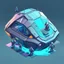 Placeholder: vector graphics 2d lowpoly shiny metallic spaceship warped vaceum cleaner with crew