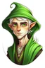 Placeholder: young elf green eyed student wizard