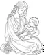 Placeholder: mother with her child coloring page, full body (((((white background))))), only use an outline., real style, line art, white color, clean line art, white background, Sketch style