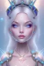 Placeholder: cosmic girl belle fine, peau blanche cristalline, yeux bleu, perle sur le front long cheveux etoilé cristaux sur le corps, collier de grande princesse, levres souriante, jolie sourire