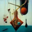 Placeholder: Abstract painting formed by a mix of human flesh-like surgical instruments and universe-like neuralink,strange musical instruments,minimalism,Painting By Adrian Ghenie, Rene Magritte, Salvador Dali, Lucian Freud