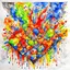 Placeholder: Create an asymmetrical balanced watercolor artwork of Hash drug , heavy brushstrokes, conveying the loss of control and disintegration caused by substance abuse.