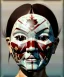 Placeholder: Simetric Realistic image portrait. Sweet face traditional japanese porcelain mask. Smooth. Dark ambient. Cold. God light. 4k resolution, intricate details, ornate details, soft lighting, unreal engine 5.
