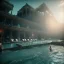 Placeholder: schwimmbad im kolloseum, whirlpool, steam, viele menschen,epic, shiny, dust, 8k, extremly detailed, dark, sea, caesar, hamam, viel obst, relax, night