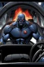 Placeholder: Darkseid driving a car