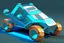 Placeholder: low poly highly symmetric metallic rocket propelled atv with glass bubble roof