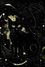 Placeholder: black Cat style black abstract art with music notes around