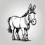 Placeholder: Donkey line art cartoon, vector, white background