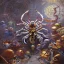 Placeholder: giant spider chasing crowded people under the subway, peter mohrbacher, donato giancola