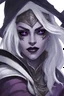 Placeholder: Dungeons and Dragons portrait of the face of a drow rogue blessed by eilistraee. She has purple eyes, pale armor, white hair, and is surrounded by moonlight.