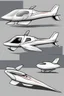 Placeholder: ideation aeroplane airmed inspired by shark with side view, quarter view and front view