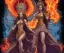 Placeholder: Four doll divine representing each one the four elements: fire, earth, air, and water. Mark Brooks and Dan Mumford, comic book art, perfect, smooth elemental galactic space core royalty queens crown.