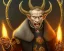 Placeholder: president Putin angry satan with horns fangs and tusk