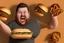 Placeholder: sterotypical american fat guy eating a burger