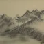 Placeholder: old chinese nature landscape painting, pencil sketch