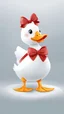 Placeholder: Imagine a cute white duck with a red bow (no print). in different poses. With an air of joy. Neutral background image. Pixar style animation