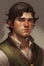 Placeholder: Portrait of a young half-elf man, fat, tan skin, well-dressed