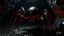 Placeholder: Aracnórax en caverna oscura, híbrido de araña y reptil con ocho patas segmentadas, caparazón negro con vetas rojas incandescentes, ojos múltiples brillando, luz puntual, sombras profundas, atmósfera opresiva, render hiperrealista